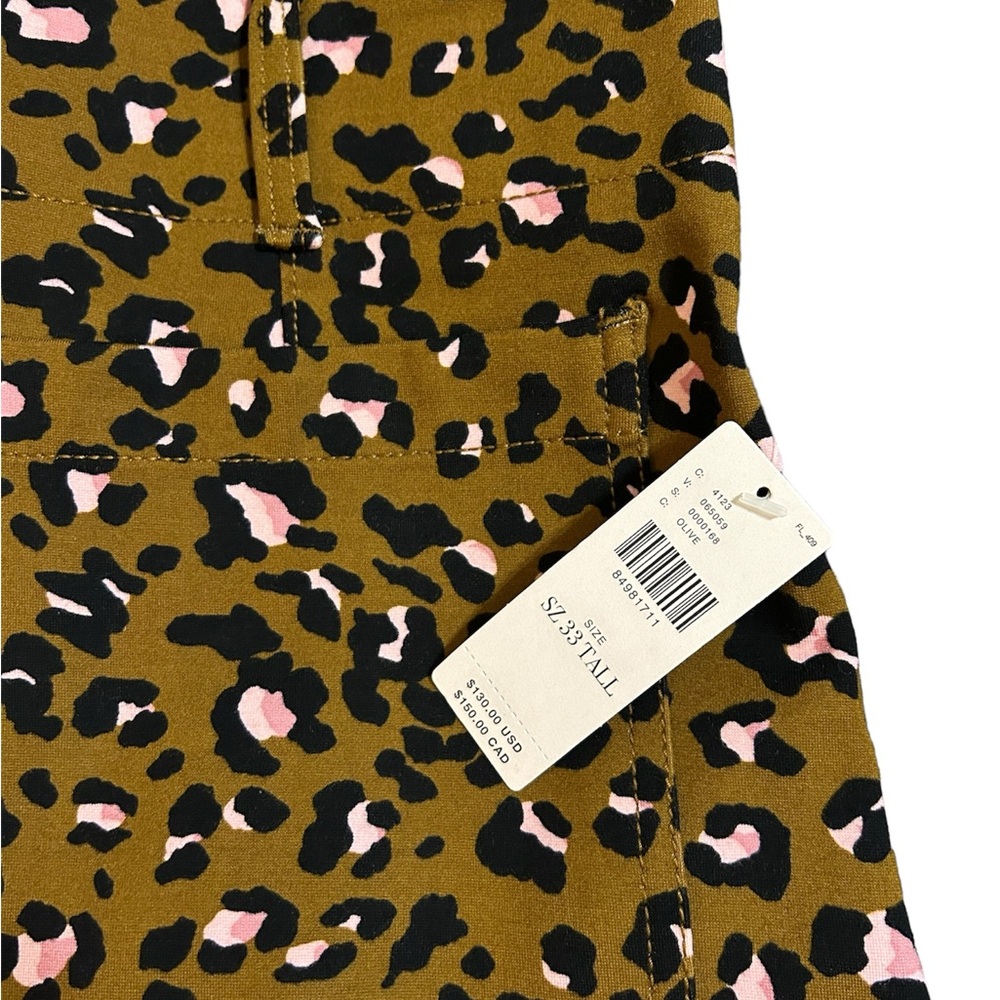 Maeve Olive Green Leopard Print Cropped Pants with Pink & Black Spots - Picture 3 of 5